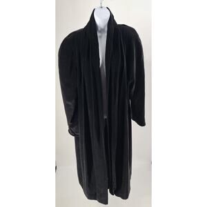Alex Evenings women's black velvet full length coat Size Large Maximalist Formal